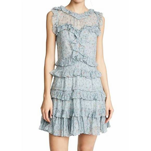 NEW REBECCA TAYLOR vine ruffle sleeves mini dress in mint